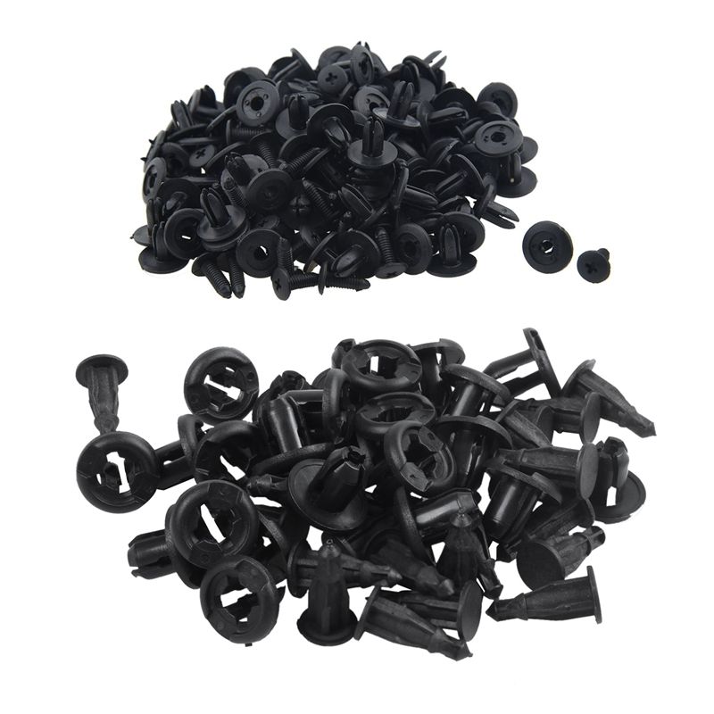 125 Pcs Plastic Rivet: 25 Pcs Plastic Door Rivets Clip 10Mm Hole & 100 Pcs Black Rivets Fastener 6Mm Hole