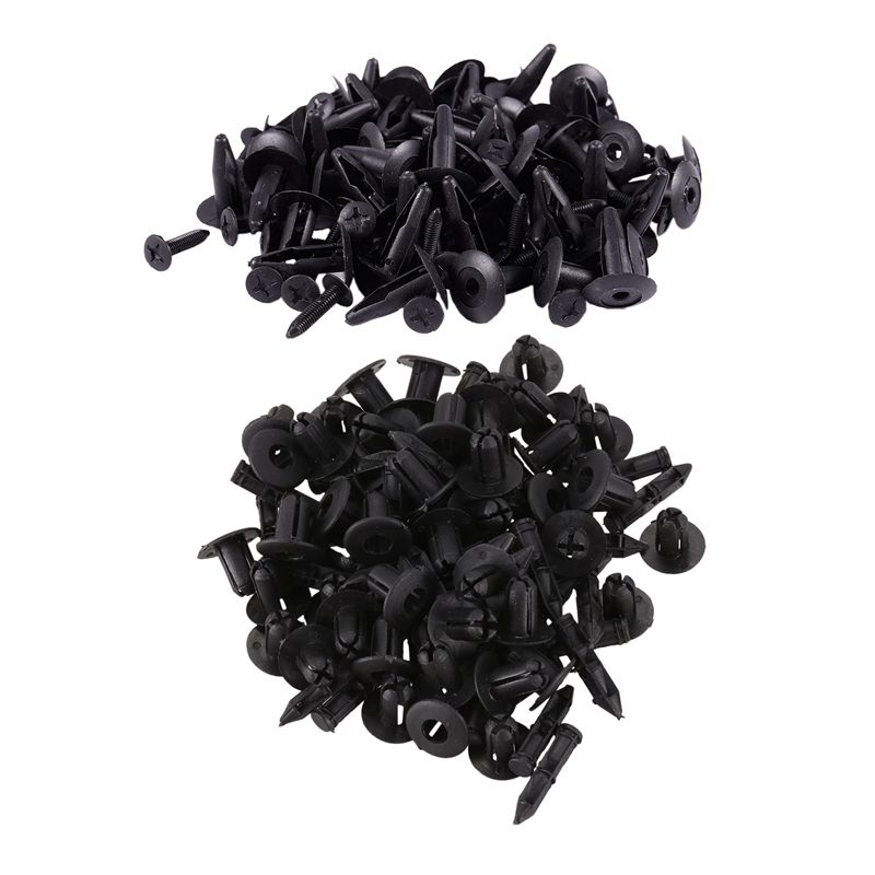 100Pcs Plastic Rivets Retainer Clips Hole Dia for Car Bumper Fender 8mm & 6mm