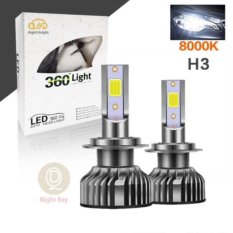 Night Ray 2Pcs LED Car Headlight 20000LM H3 Bulb 55W Fog Light Error Free Lamp Bulb（#8000K）