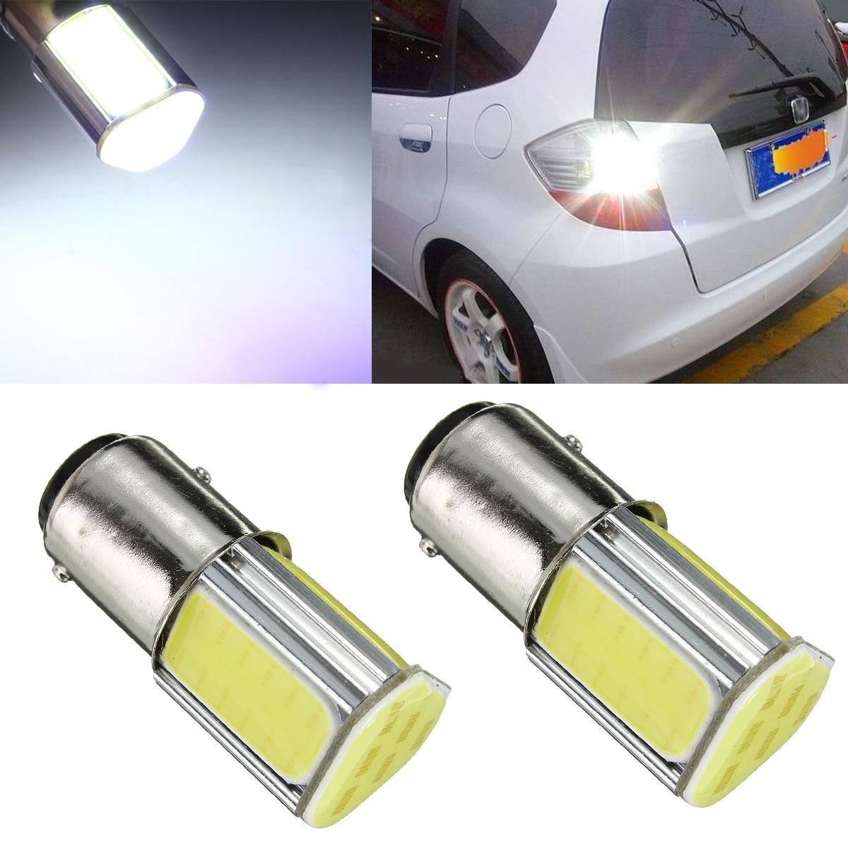 2 Pcs BAY15D 1157 P5W White 4 COB LED Brake Stop Turn Signal Light Bulb Lamp New -