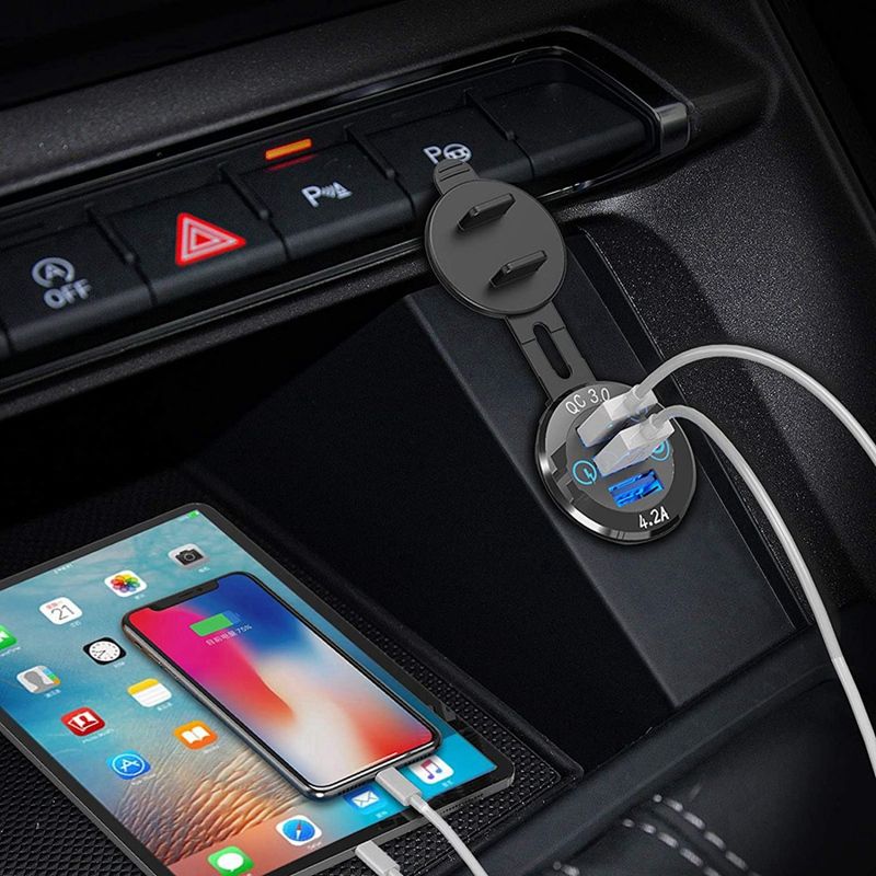 2 Set 12V USB Car Charger Socket,with ON/Off Switch for Boat Truck RV