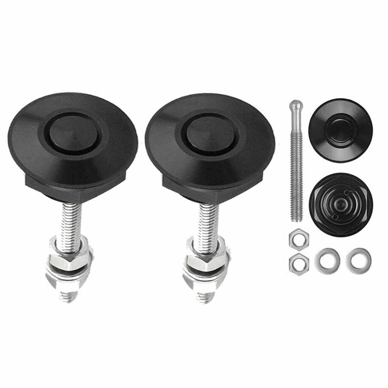 2 PCS Push Button Quick Release Hood Bonnet Pins Lock Clip Car Bumper Latch Kit(null)