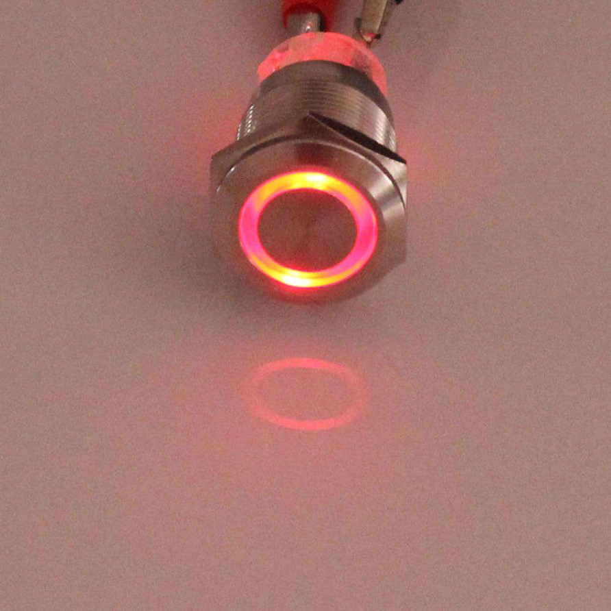 12V 16mm 3A/250V Red Light Car Auto Metal LED Power Push Button Switch Latching Type On-off Toggle