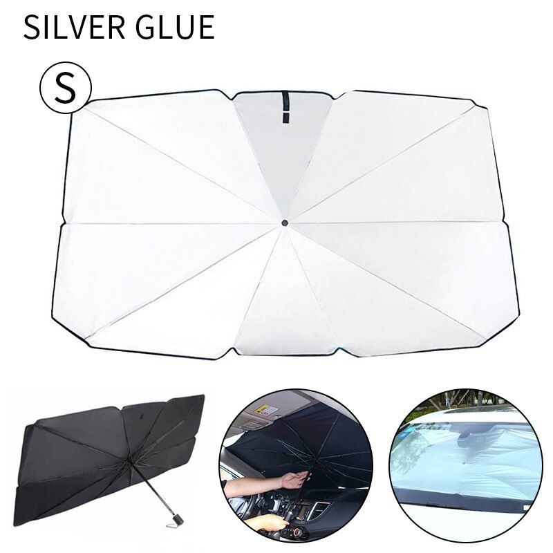 Space-saving CAR WINDSHIELD SUNSHADE Umbrella Foldable Auto Front Window Sun Protector Sun Shade Covers Heat Insulation Parasol- Glue S