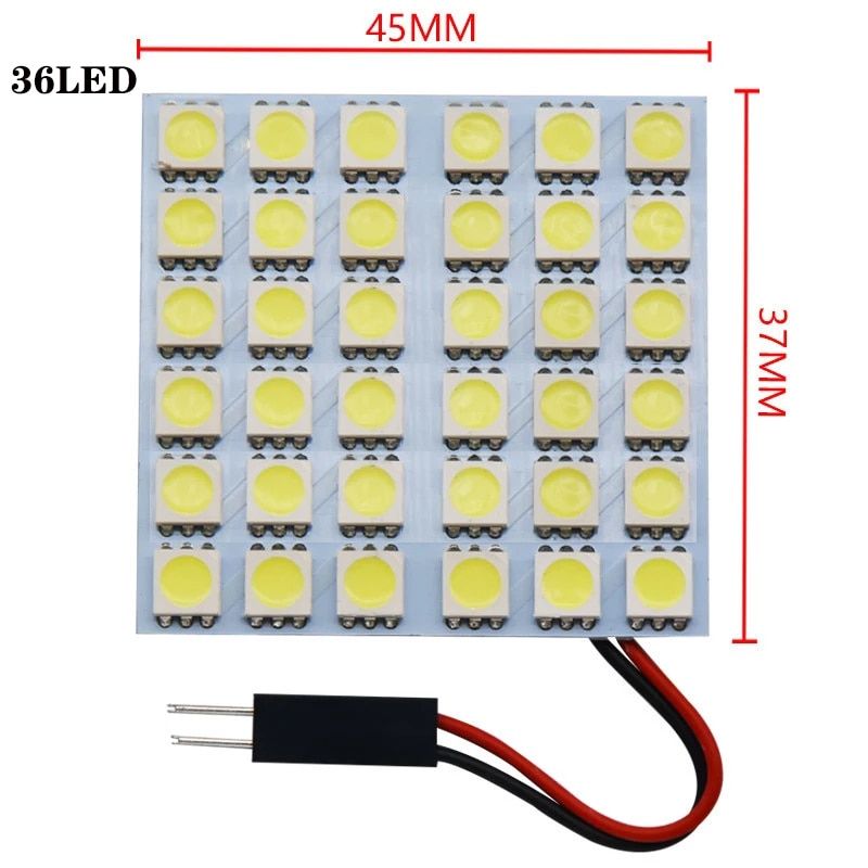 T10 BA9S Festoon c5w Car Led Panel Reading Lamp Bulb Light 24SMD/36SMD/48SMD Dome Adapter Festoon White ice blue 12v-White