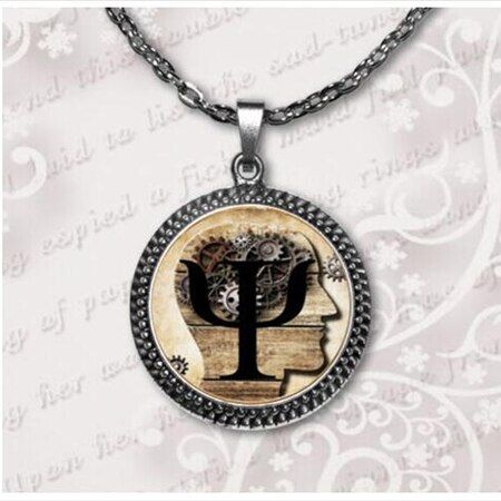 Wholesale PSI Symbol Necklace Psychology Pendant Glass Dome Pendant Necklace forwomen for men wholesale A-025-1 HZ1