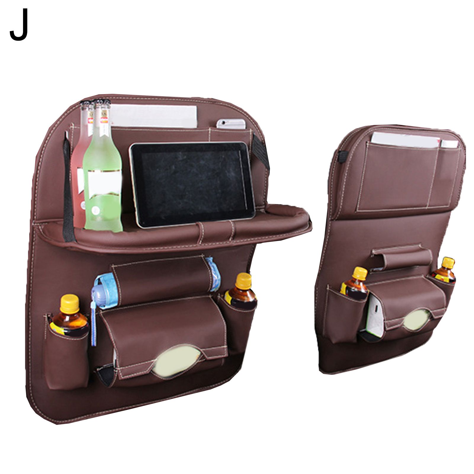 Faux Leather Car Backseat Multi-Pocket Folding Storage Bag Organizer Holder