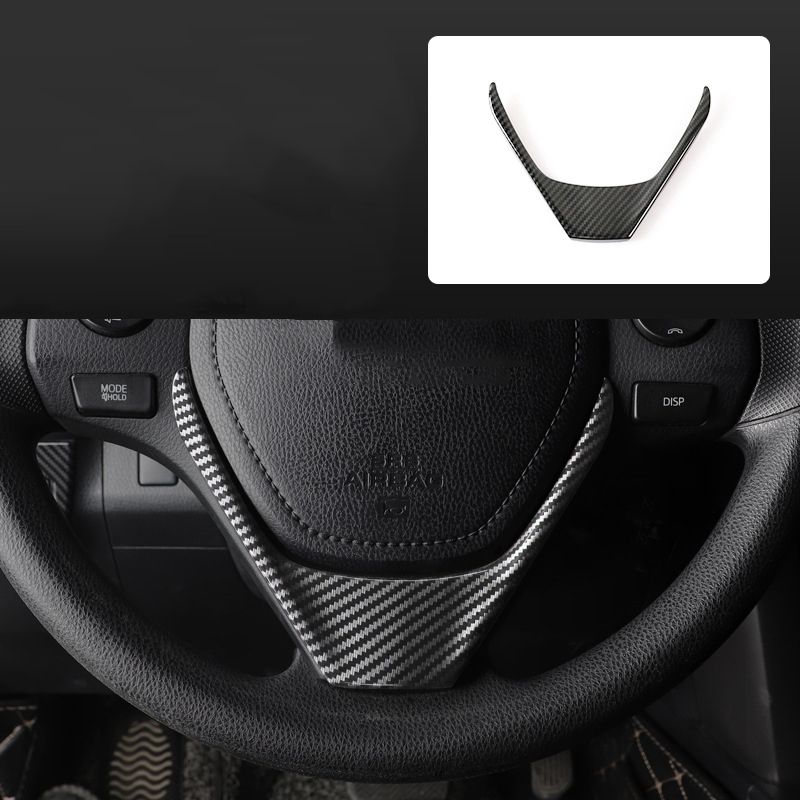 Carbon Fiber Steering Wheel Cover Interior Steering Wheel Frame Trim for Toyota RAV4 2014-2018 , Steering Wheel Cover - Not Specified