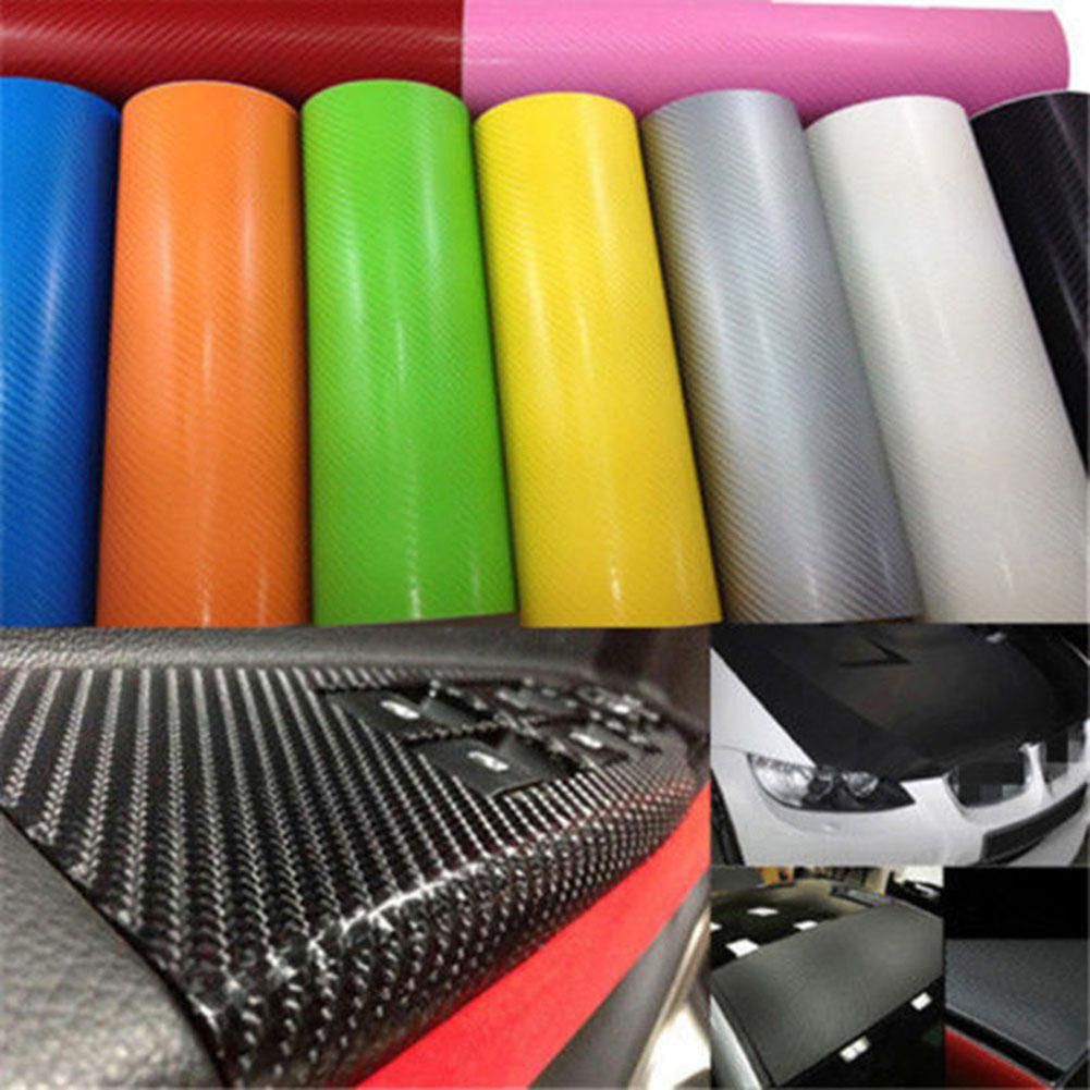Optional Color 4"x50" 10x127cm 3D Texture CARBON Fiber Wrap Vinyl Decal Car Auto Sticker Sheet