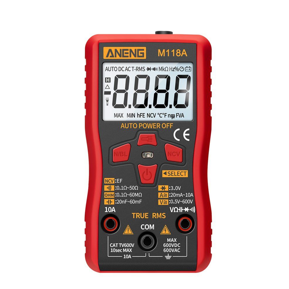 M118A Backlight Digital Multer Non Contact Stable LCD Display - Red