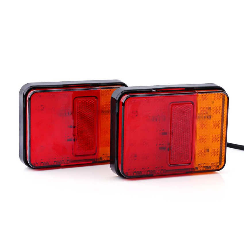 Qiilu 2 Pcs 12 V 30 LED Taillights Rear Tail Light Warning Lamp for Trailer Truck Boat Red & Amber