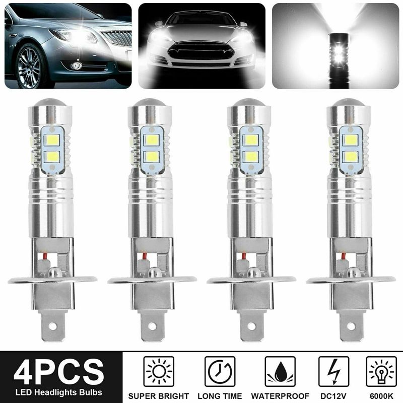 4PCS H1 LED Headlight Fog Driving Light Bulbs 6000K Super White 200W