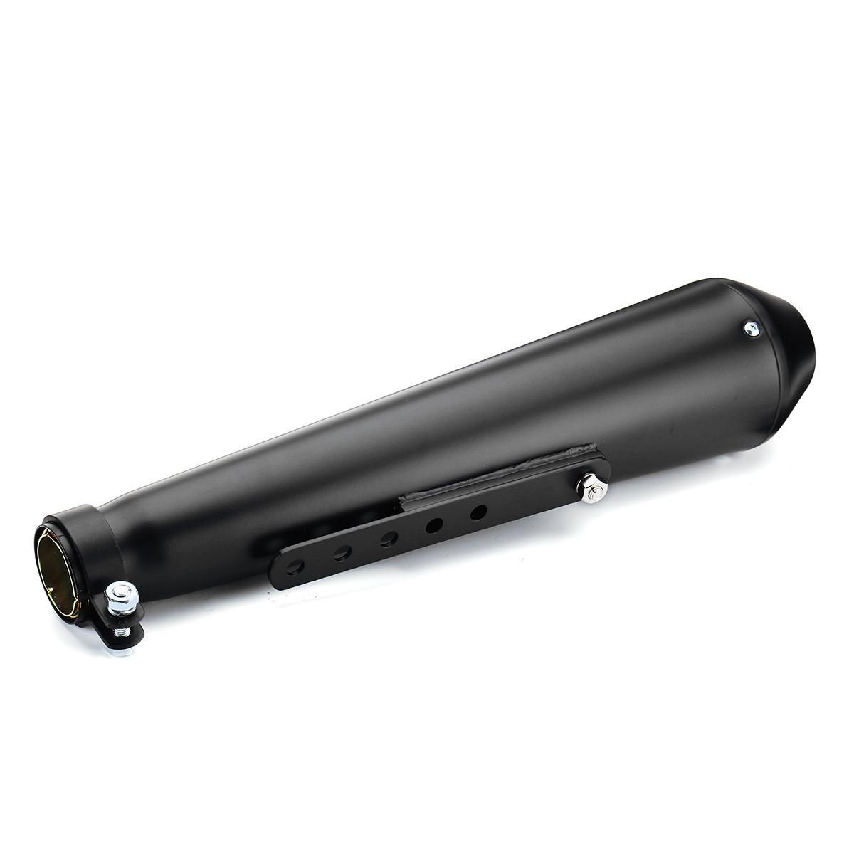17.5" Motorcycle Exhaust Muffler Pipe Silencer +Sliding Bracket (Black）