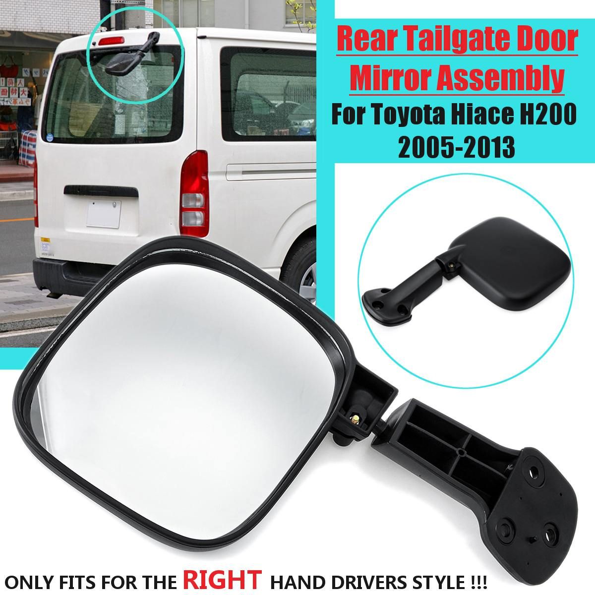 Black Rear Tailgate Door Mirror Assembly For Toyota Hiace H200 2005-2013