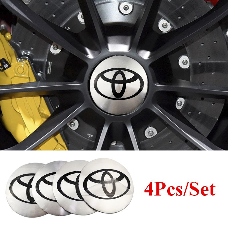 4Pieces 56mm for Toyota Camry Corolla Yaris Vios Innova Hilux Rav4 Reiz Crown Car Wheel Center Stickers Aluminum Alloy Automotive Tire Rim Hub Emblem Decoration