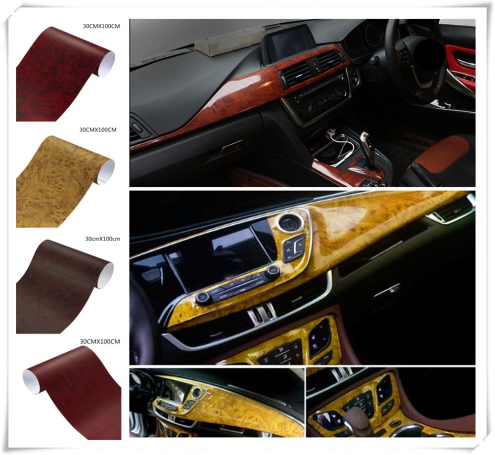 Car interior film wood grain paper color bright surface console for Toyota VIOS LAND CRUISER PRADO COASTER highlander