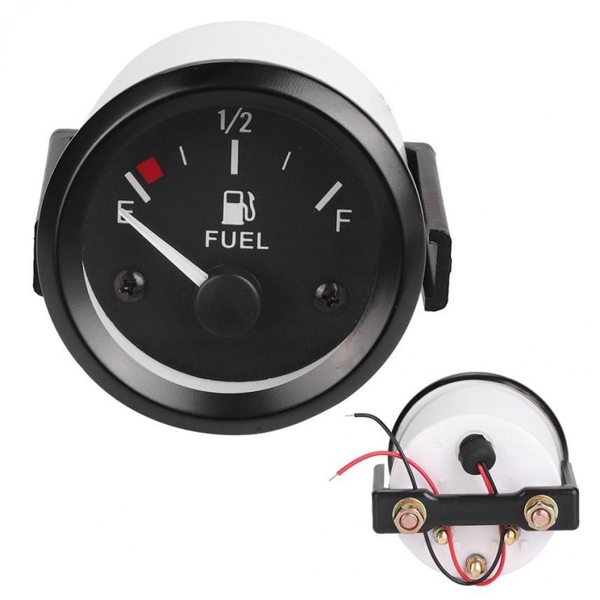 KIMISS 2 Inch 52mm Car Fuel Level Gauge Meter with Fuel Sensor E-1/2-F Pointer Indicator Aluminium Alloy + ABS Materials
