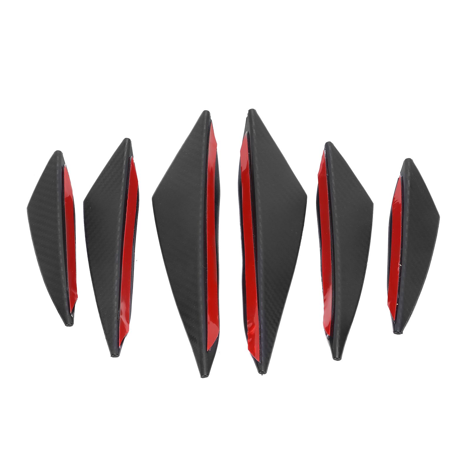 6pcs Car Front Bumper Lip Sticker Black Carbon Fiber Style Anti‑wear 5.2 X 1in