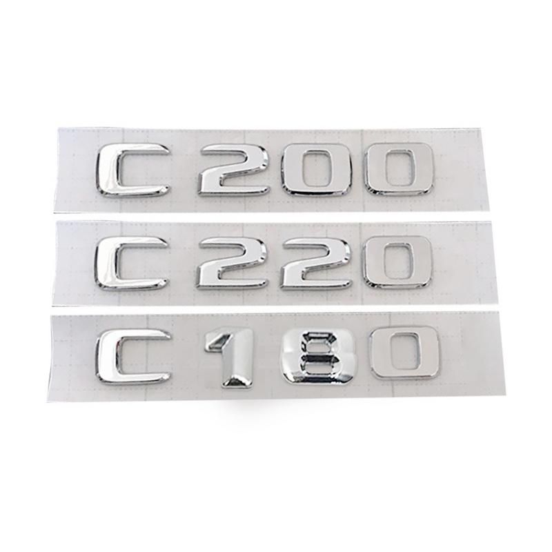3D Chrome Discharge Capacity Refitting Badge Sticker Car Trunk Rear Emblem Chrome Number Letters For Mercedes C180 C200 C220