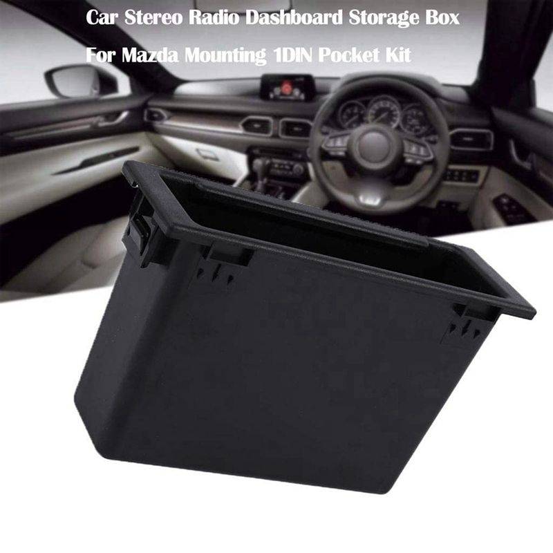 2X Car Stereo Radio Dashboard Storage Box Mounting 1Din Pocket Kit Storage Box Accessories Interior for Mazda