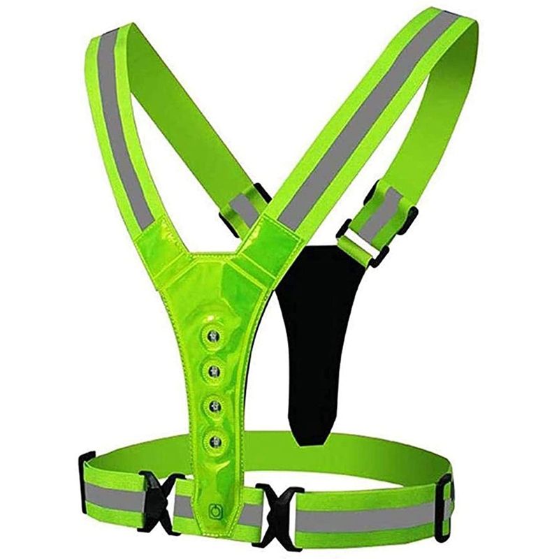 Reflective Vest,Adjustable,High Visibility Vest,Safety Vest with 8 LED Lamps, High Visibility for Jogging Running Green