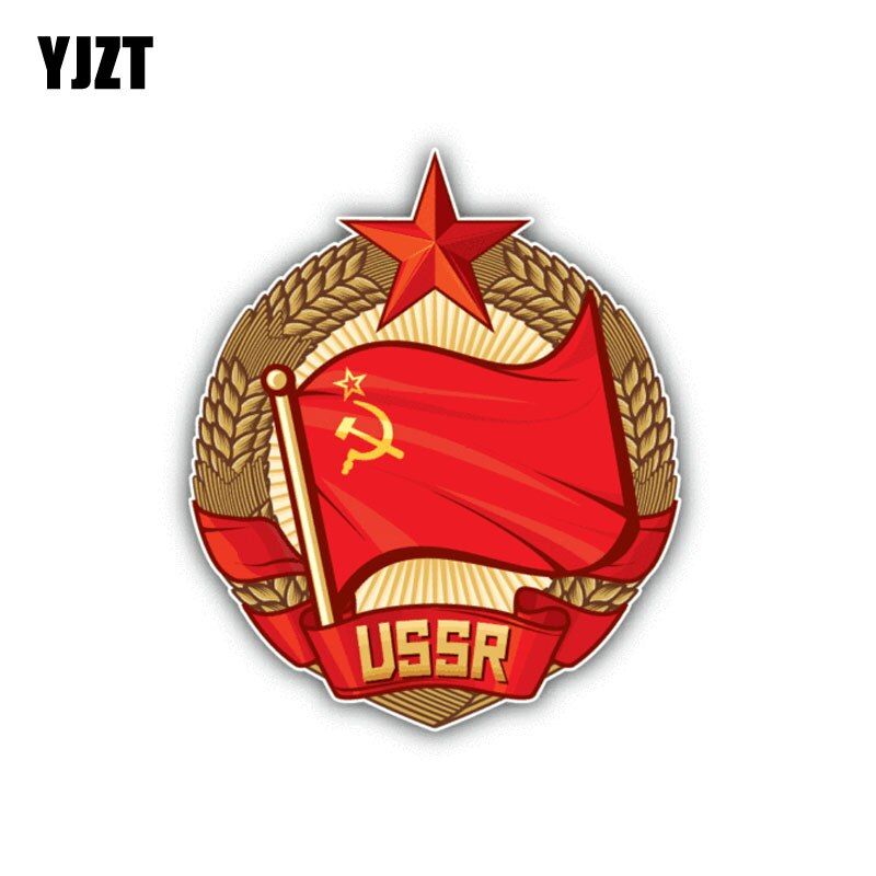 YJZT 11CM*13CM USSR Flag Car Sticker Funny Wreath Of Wheat Decal 6-1360