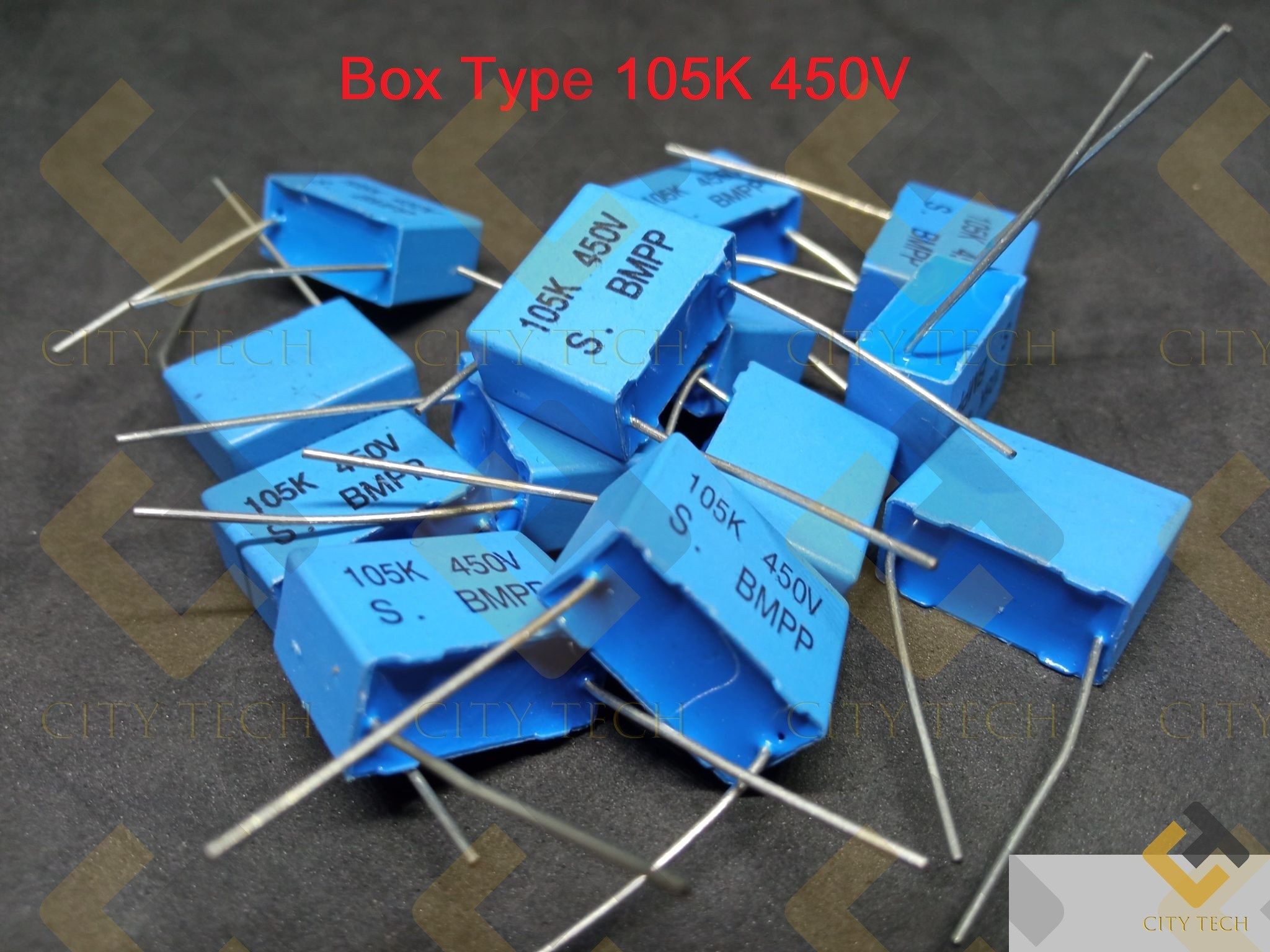 5Pcs- Box Type 105k 450V Capacitor Polypropylene Metal Film Capacitor Axial Film Molded Capacitor