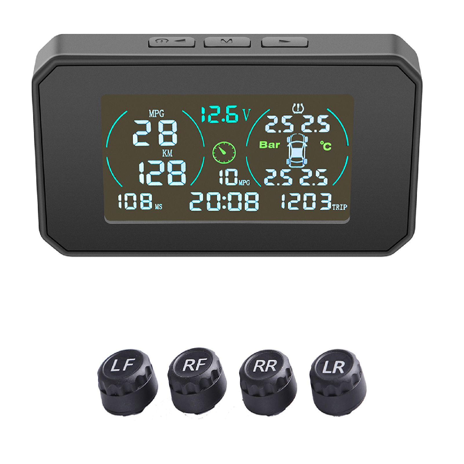 Tire Pressure Monitor Easy Installation Car TPMS Cordless Tire Pressure Detector
