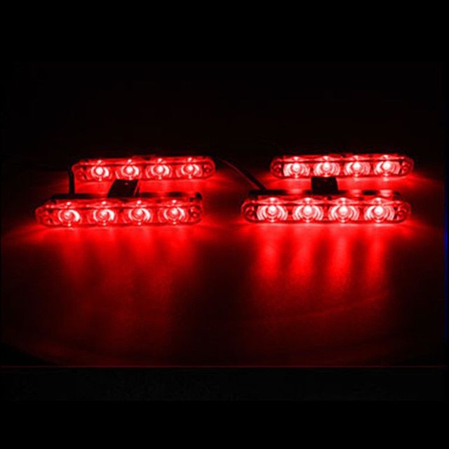 DRL 16 LED Fso Flash LED Light Red/Blue Strobe Flash Light  Remote Controller Dash Emergency Warning Flashing Lamp 12v-WHITE