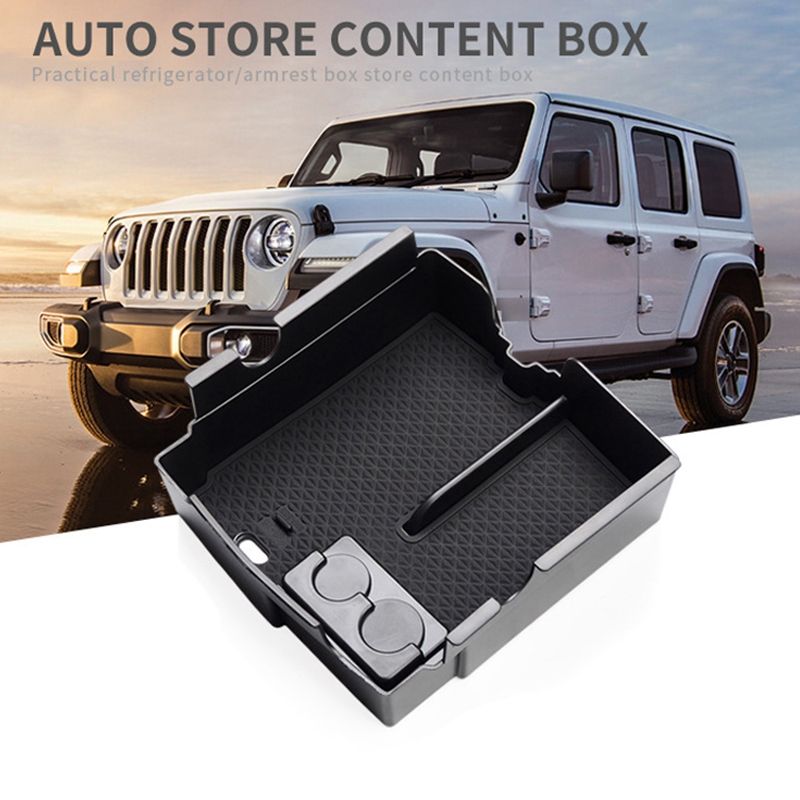 Car Central Armrest Box Storage for JEEP Wrangler JL 2018-2020 Sport Interior Accessories Box Coin Storage BLACK