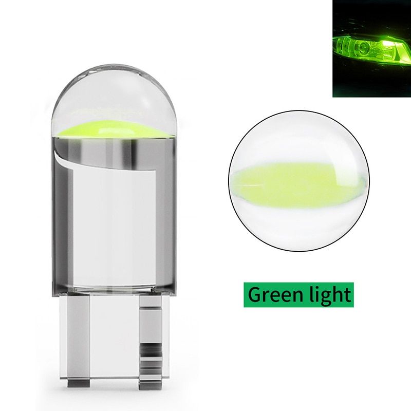 2/4/10x T10 W5W WY5W COB LED Car Wedge Parking Light Turn Side Bulbs Instrument Lamp Auto License Plate Light White Yellow Blue-2pcs