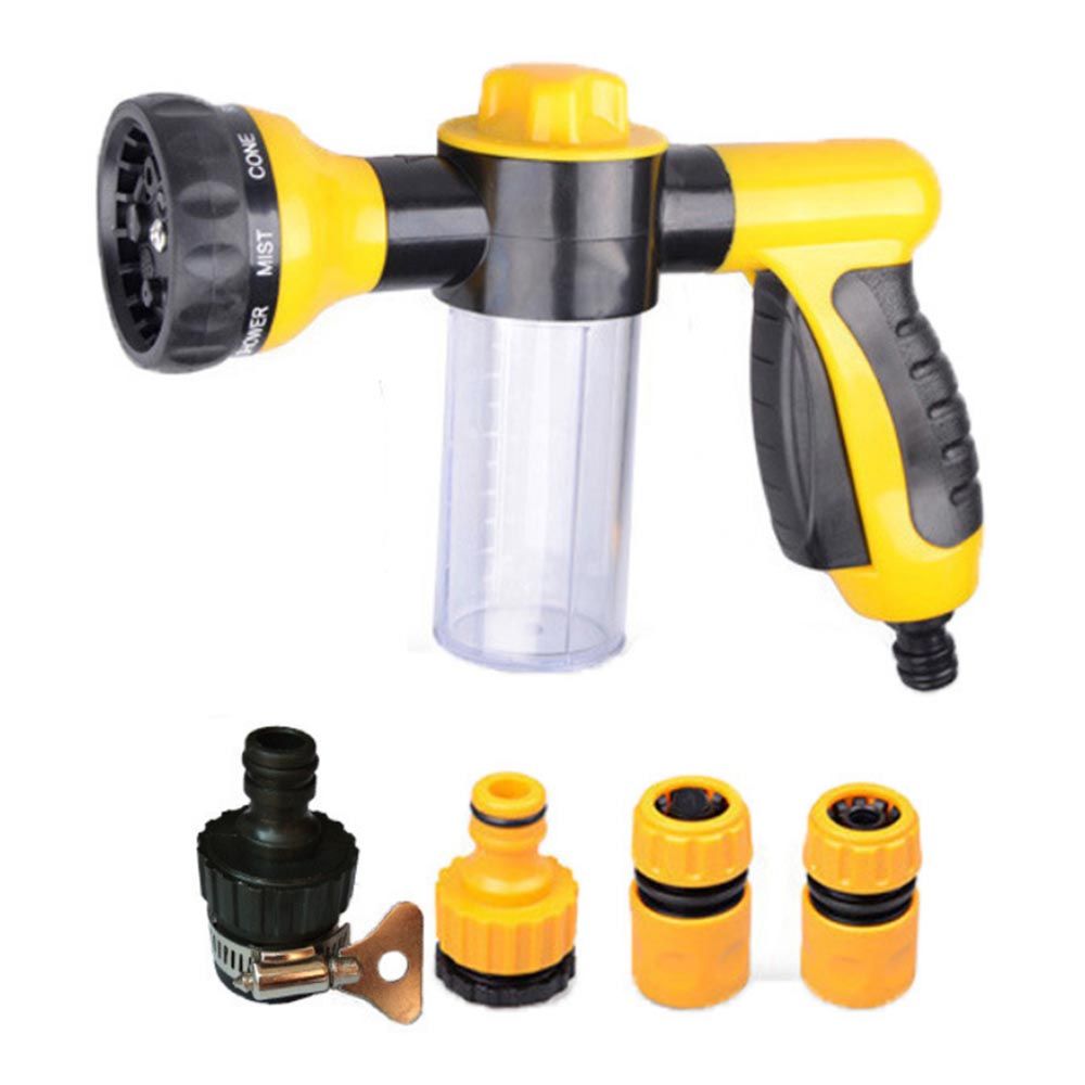 Multi-function 8 Patterns Foam Water Sprayer with 4 Water Pipe Joints for Car Cleaning Washing