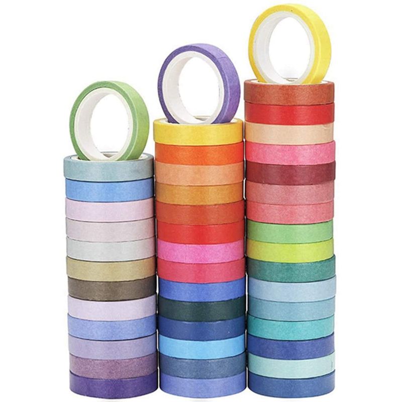 60 Pcs/ Basic Solid Color Washi Tape Rainbow ing Tape Decorative Adhesive Tape Sticker Scrapbook Diary Stationery