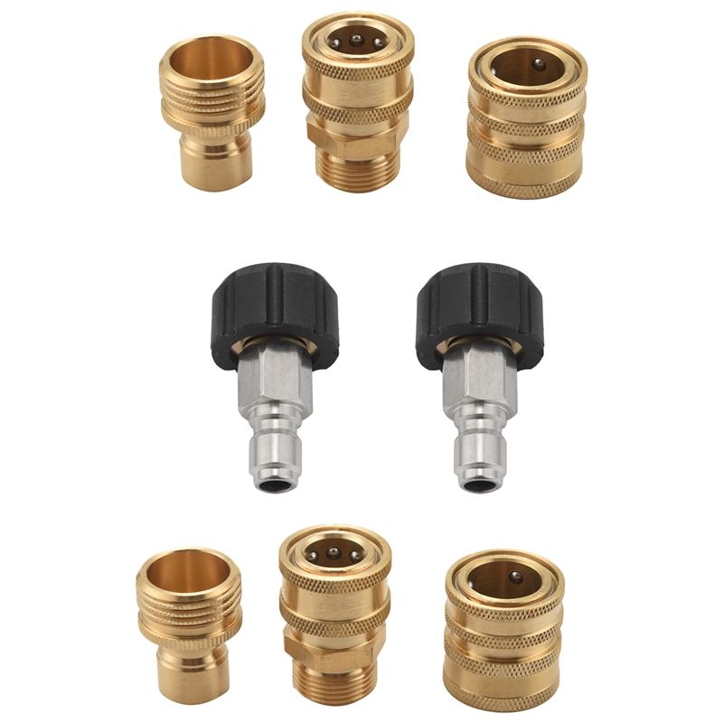 Pressure Washer Adapter Set,Quick Disconnect Kit, M22 Swivel To 3/8 inch Quick Connect, 3/4 inch To Quick Release, 8-Pack
