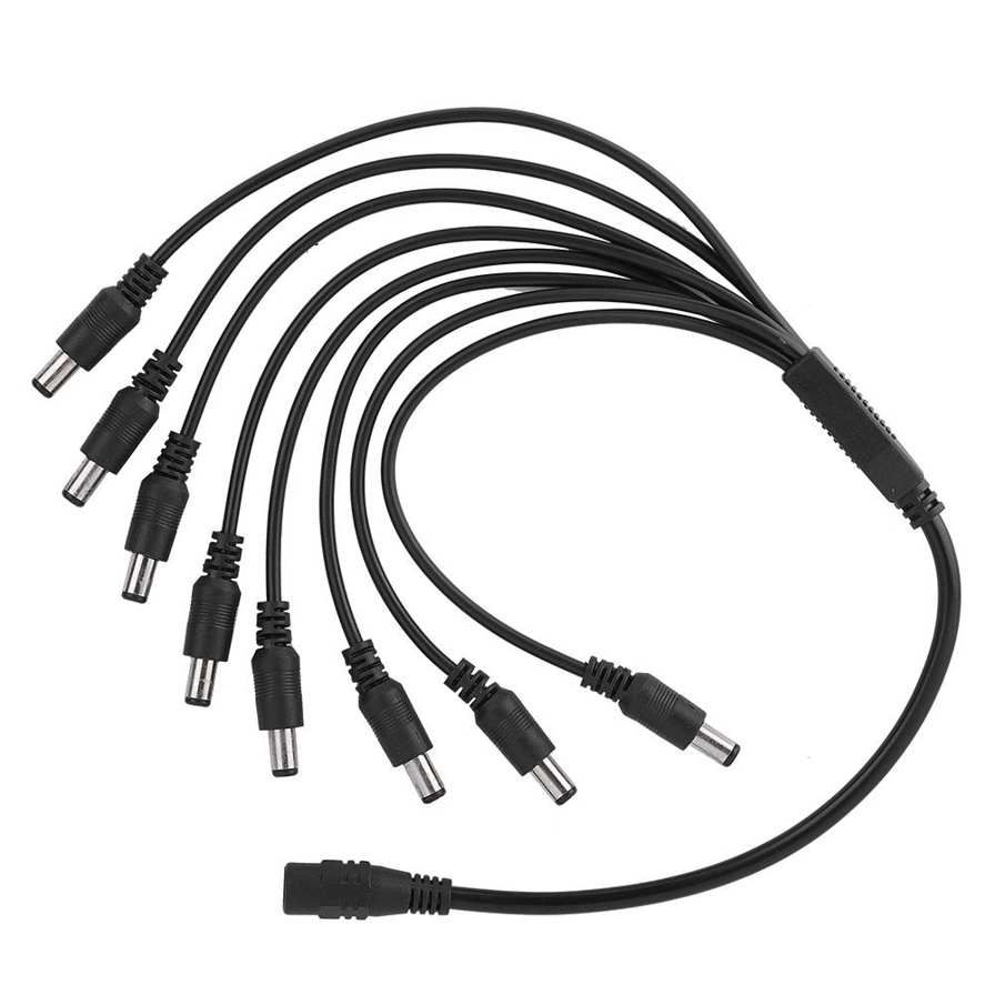 Power Splitter Cable 5.5x2.1mm 1 Female to 8 Male Cord Adapter Extension for CCTV Camera