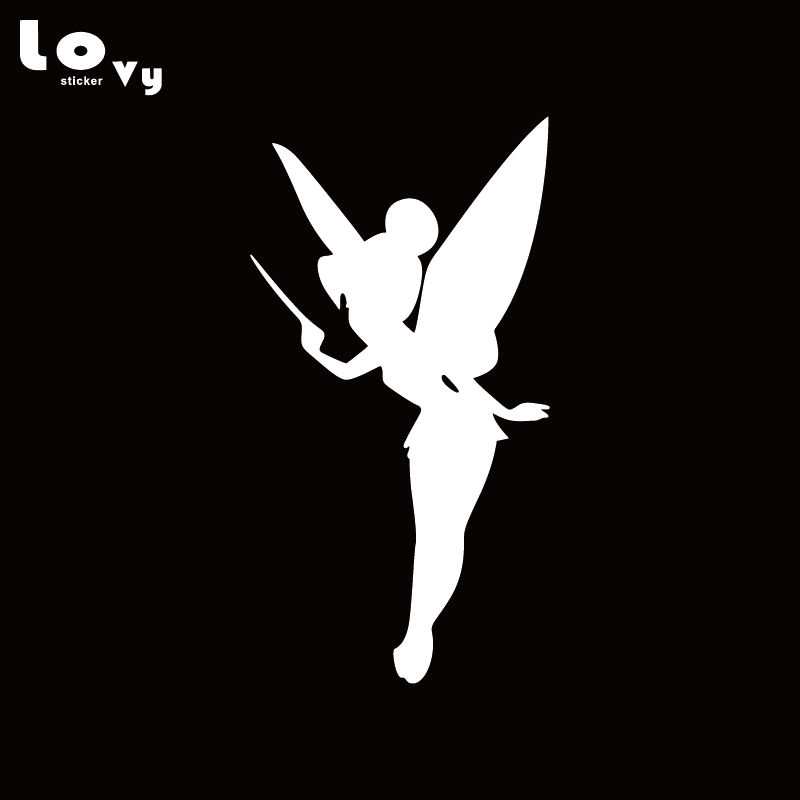 2 Pcs Tinker Bell Vinyl Car Sticker Film Tinker Bell Figure Cute Car Decal for Car Window Body Decoration  CA1014