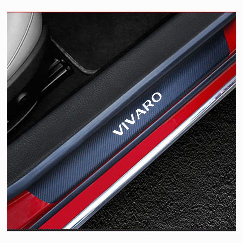 Car Accessories Car Door Sills For Opel Vivaro Door Threshold Plate Door Sill Scuff Plate Carbon Fiber Pu leather 4Pcs