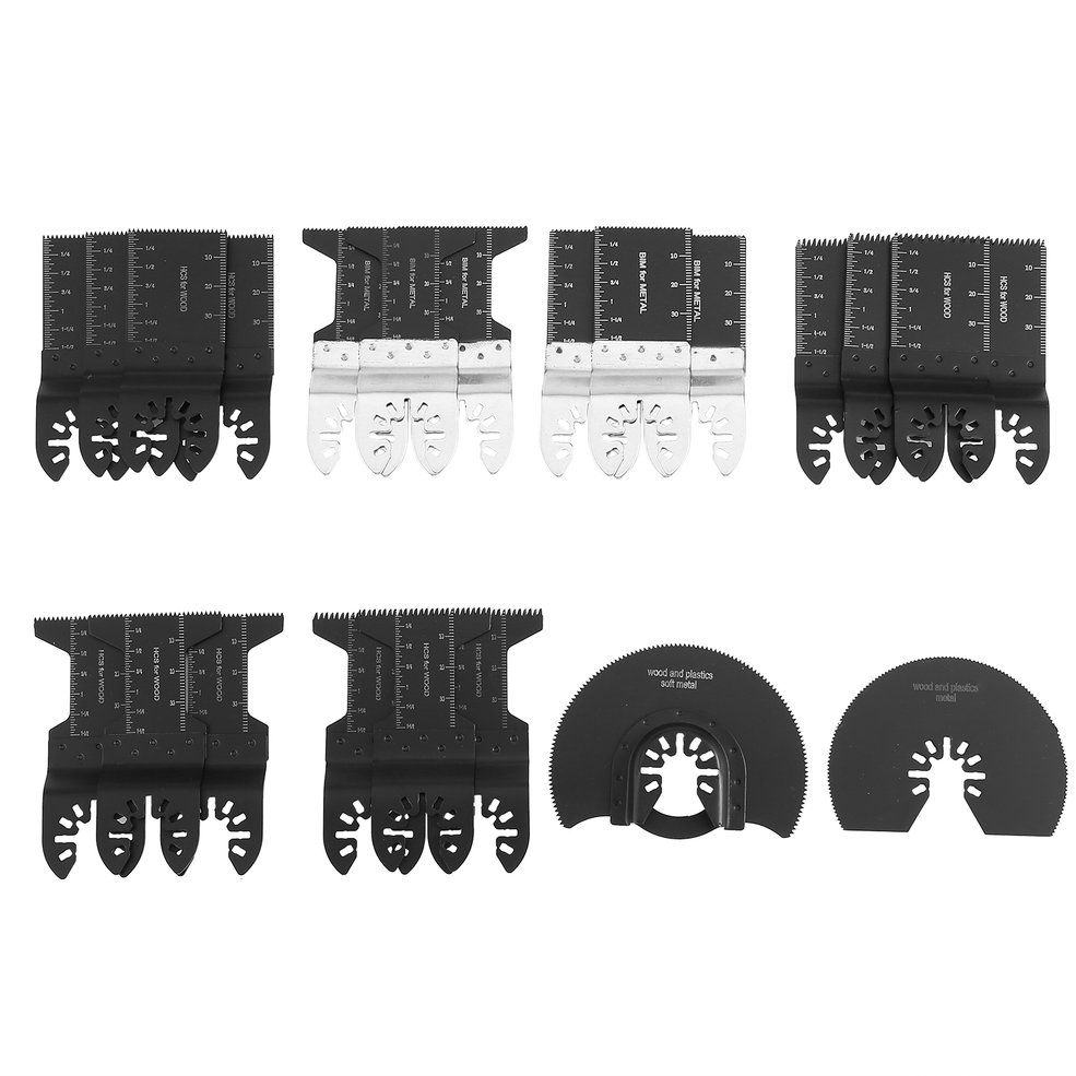 22PCS Wood/Metal Oscillating Multitool Quick Release Saw Blades Kit DIY Tool - Black