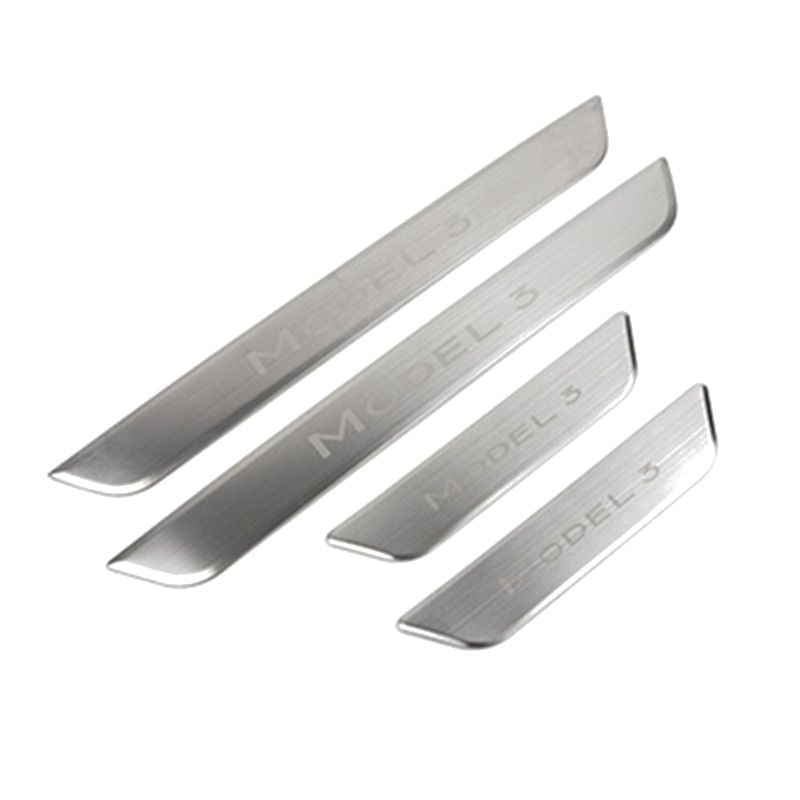For Tesla Model 3 2021 2020 2019 2018 2017 Door Scuff Plate Car Sill Protection Strip Stainless Steel Auto  Exterior
