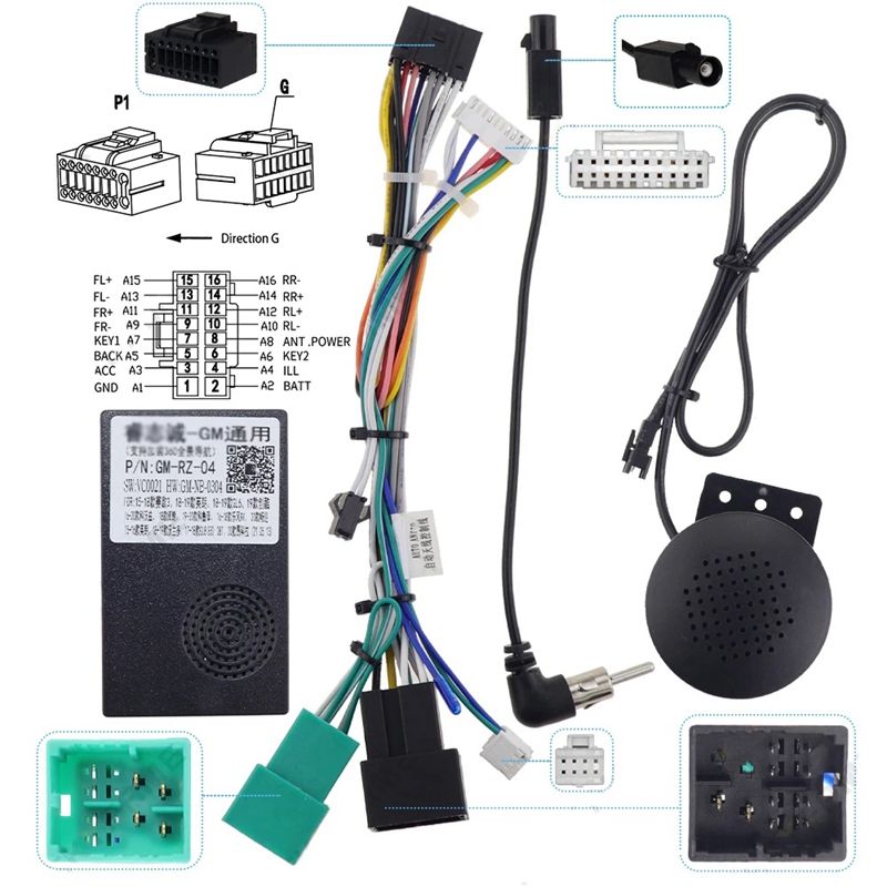 16Pin Car Audio Wiring Harness Audio Power Cord with Canbus Box for Chevrolet CAVALIER Spark Onix 2018-2020