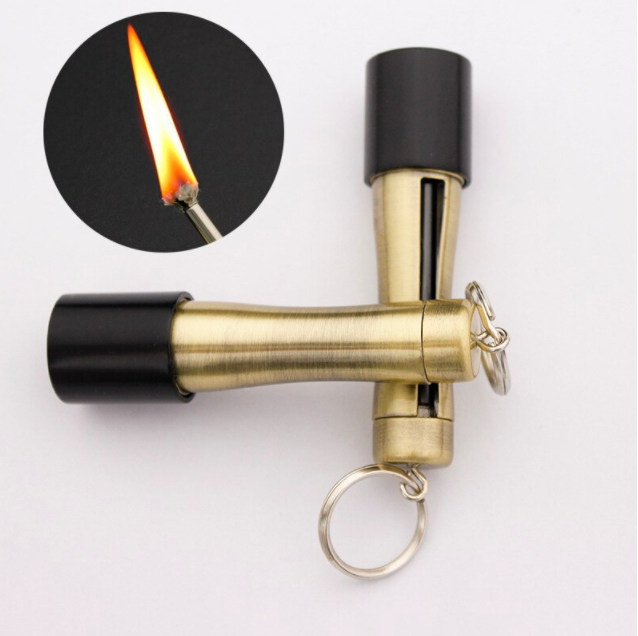 Portable lighter with key chain, creative waterproof lighter for outdoor activities, permanent survival tool with key chain