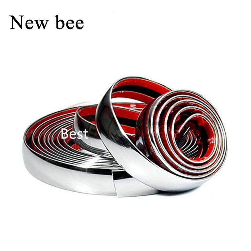 Newbee 500cm Car Chrome Styling Decoration Moulding Trim Strip Tape DIY Protective Sticker 6mm 8mm 10mm 12mm 15mm 20mm 25mm 30mm