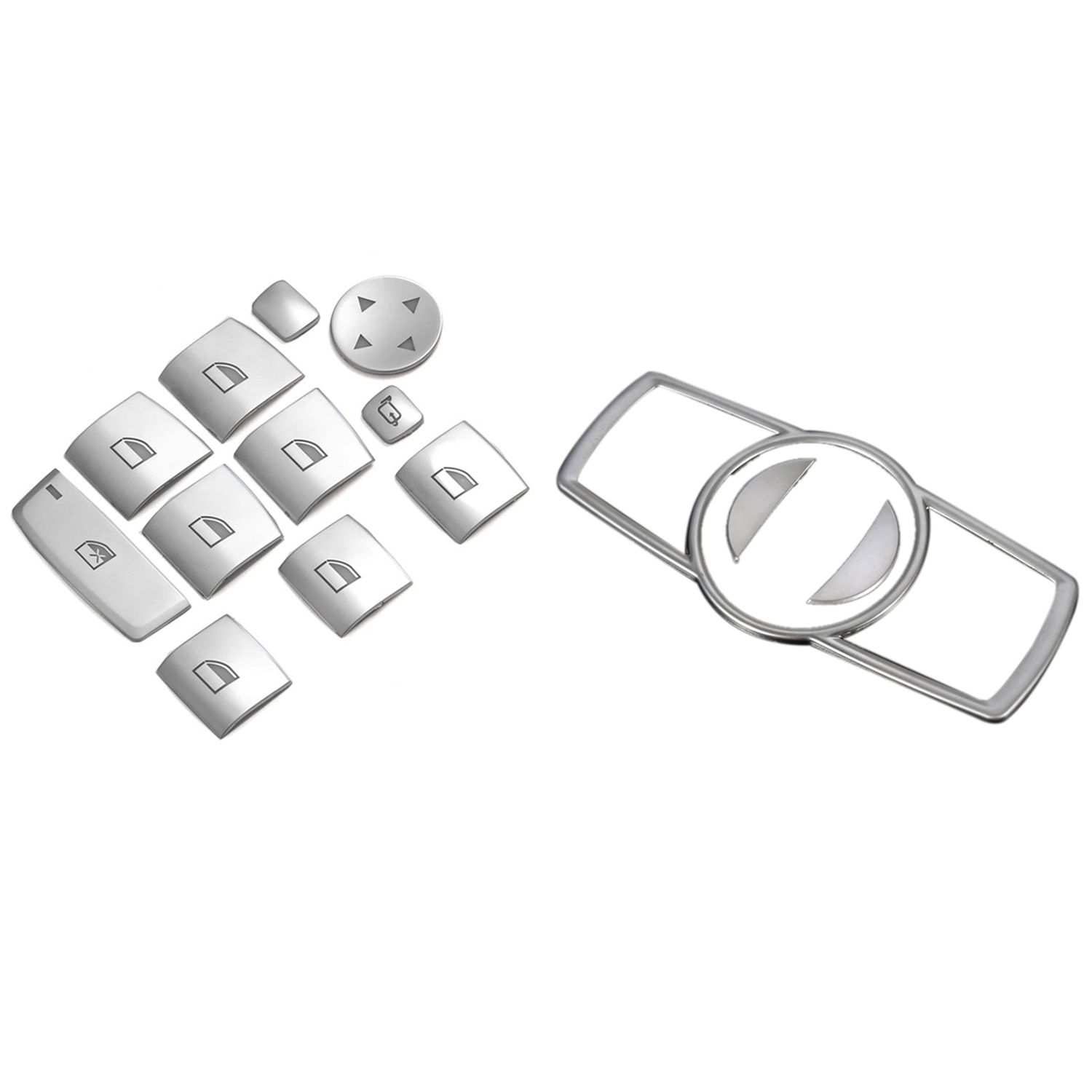 Solid 1 Set Car Interior Switch Button Frame Trim Sticker & 1 Set Lifter Buttons Covers Stickers