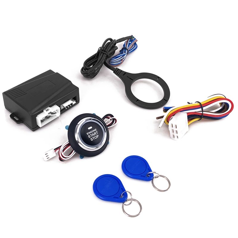 Solid Smart RFID Car Alarm System Push Engine Start Stop Button Lock Ignition Immobilizer with Remote Keyless Go Entry System