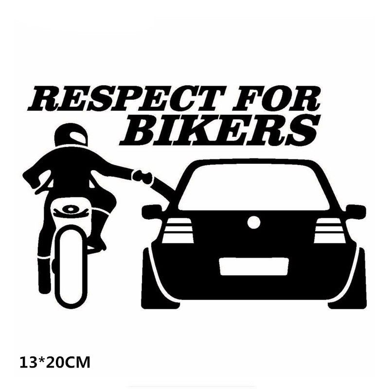 RESPECT FOR BIKERS Funny Car Sticker Auto Motorcycle Decal Accessories for Skoda VW Audi Ford Jeep Kia Mazda Renault Peugeot