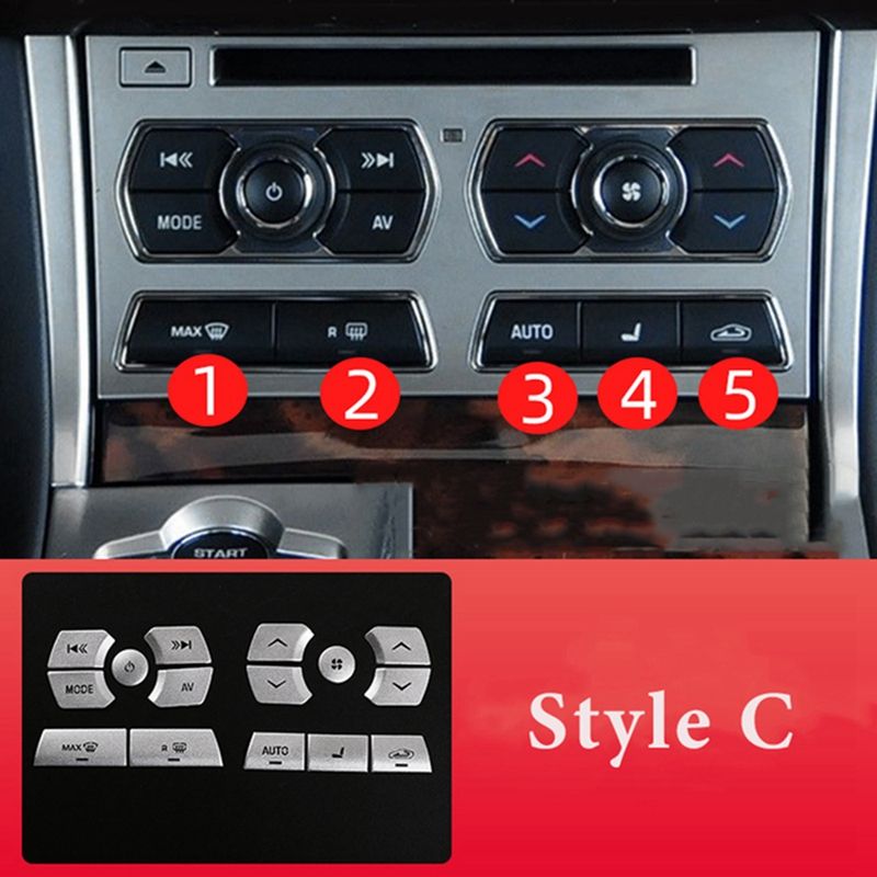 15Pcs Car Central Control Multimedia Button Cover Sticker Air Conditioning Button Trim Cover for Jaguar XF 2012-2015