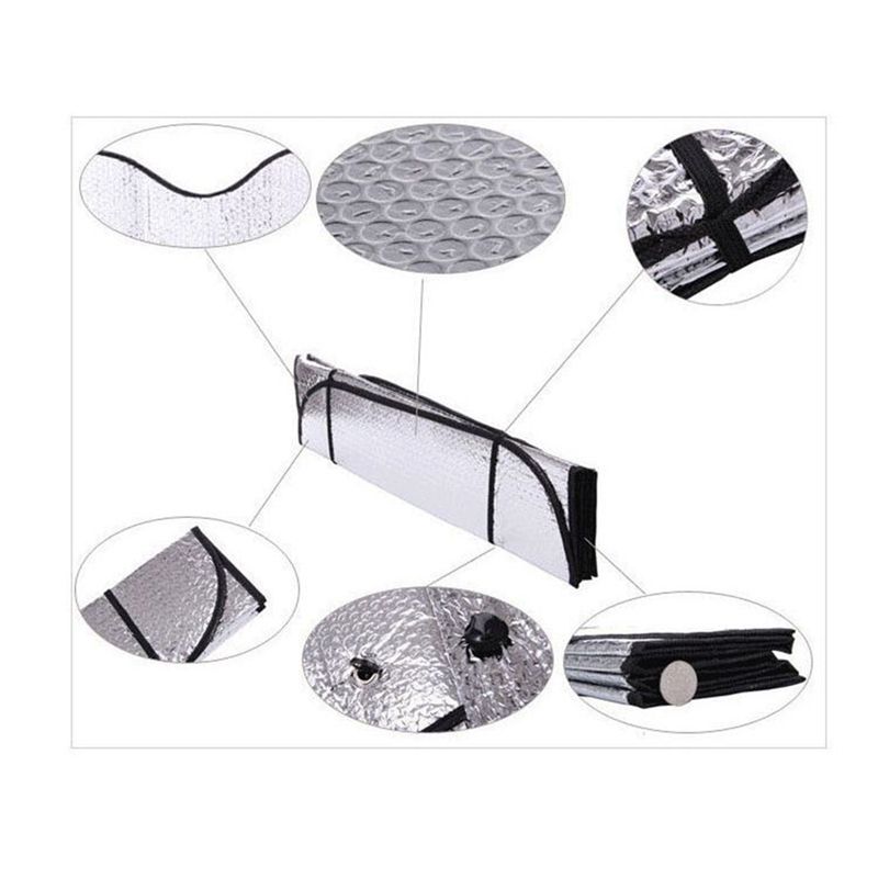Car Foldable Windshield Sunshade Front And Rear Window Sun Shade Silver 140 X 70Cm(null)