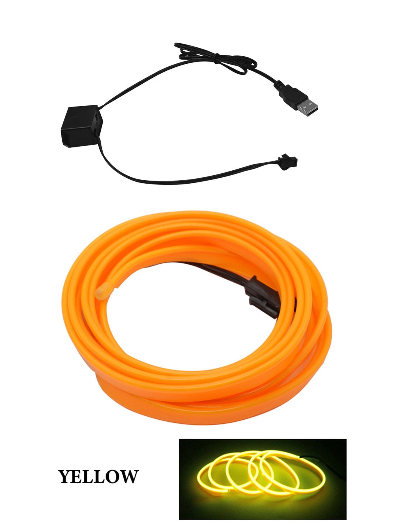 Automobile Atmosphere Lamp Car Interior Lighting LED Strip Decoration Garland Wire Rope Tube Line Flexible Neon Light USB Drive-8M- Drive