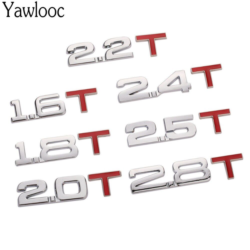 New Car 3D Metal 1.6T 1.8T 2.0T 2.2T 2.4T 2.5T 2.8T Logo Sticker Emblem Badge Decals For TOYOTA BMW Ford Focus Car Styling