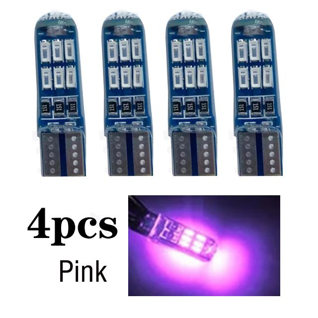 4PCS T10 pink purple Waterproof silicone Led Bulb 194 W5W LED Bulbs for Car Courtesy Dome Map Door License Plate Light Parking lights